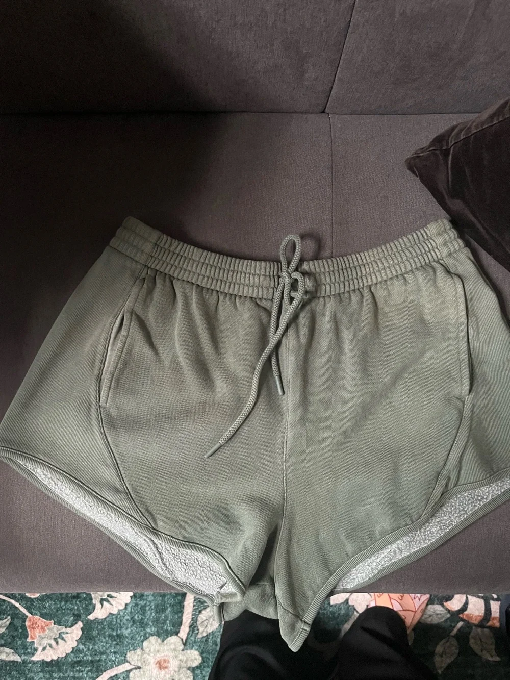 VS PINK Ivy Fleece Curved Hem Shorts - Fresh Forest